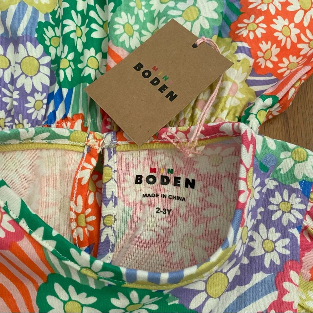 Mini Boden Colorful Multi Rainbow Daisies Floral Dress